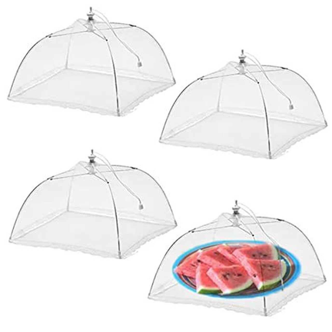 Simply Genius Food Tents (4 Pack) 14" Pop-Up Food Tents/Food Covers for Outdoors, Reusable and Collapsible, Food Nets